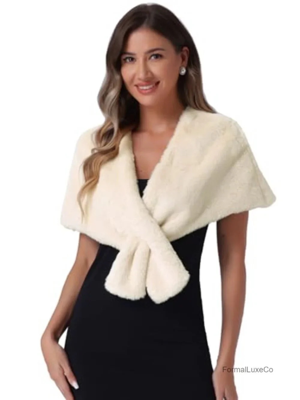 Faux Fur Shawl Wrap Evening Party Wedding Winter Stole for Women